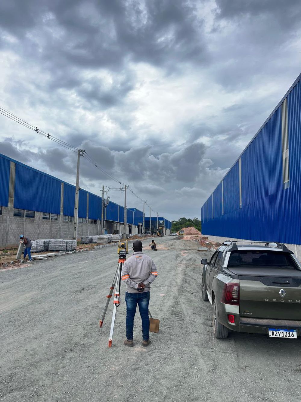 Topografia e execução em obra de galpão industrial